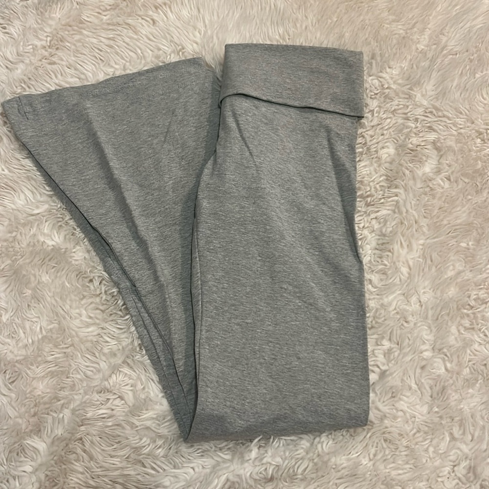 Pink foldover flare yoga pants